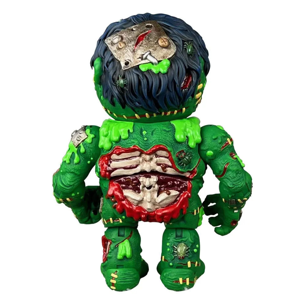 Side angle of Slobulus figure, highlighting gnarly injuries and metal plates embedded in the skin.