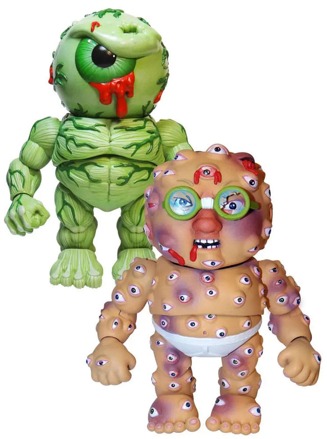 Front view of Madballs vs GPK action figure 2-pack featuring Starin' Darren and glow-in-the-dark Oculus Orbus