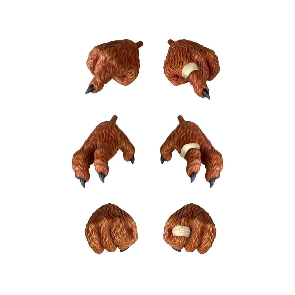 Complete accessory layout for Madballs Wolf Breath action figure