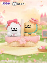 Maltese Cherry Blossoms Series Blind Box hidden Blossom Basket figure featuring two Maltese dogs in a picnic basket