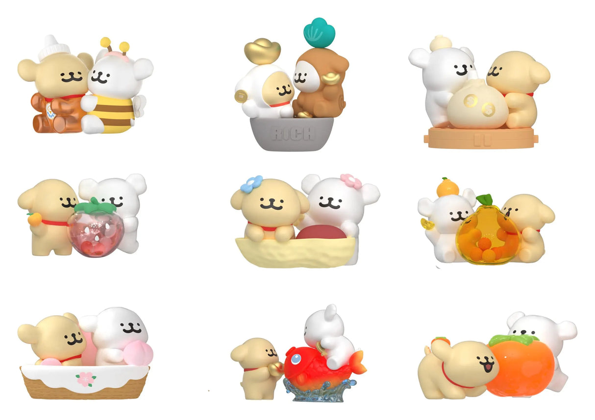 Complete Maltese Lucky Paws Series Blind Box collection featuring all regular figures and the secret collectible.