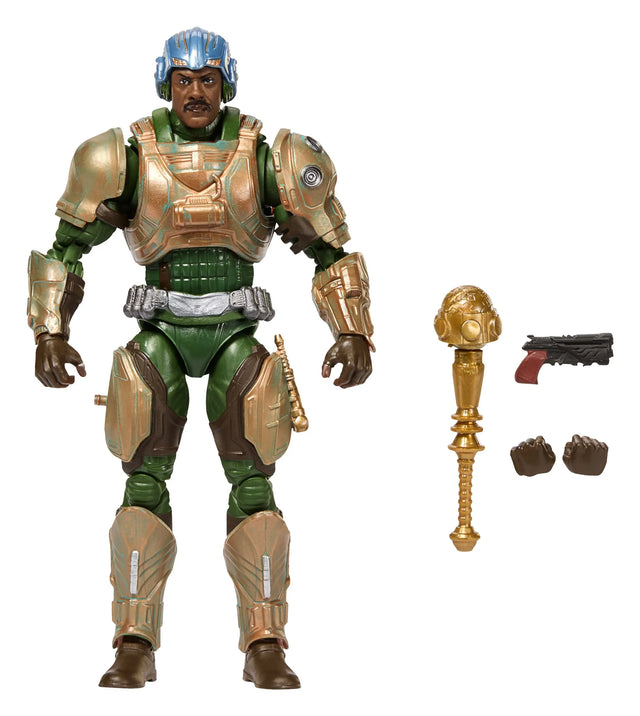 Man-At-Arms Masters of the Universe Chronicles 2026 movie action figure with mace, blaster and interchangeable hands