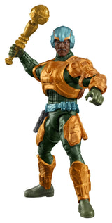 Man-At-Arms action figure raising his golden mace in a battle-ready pose.