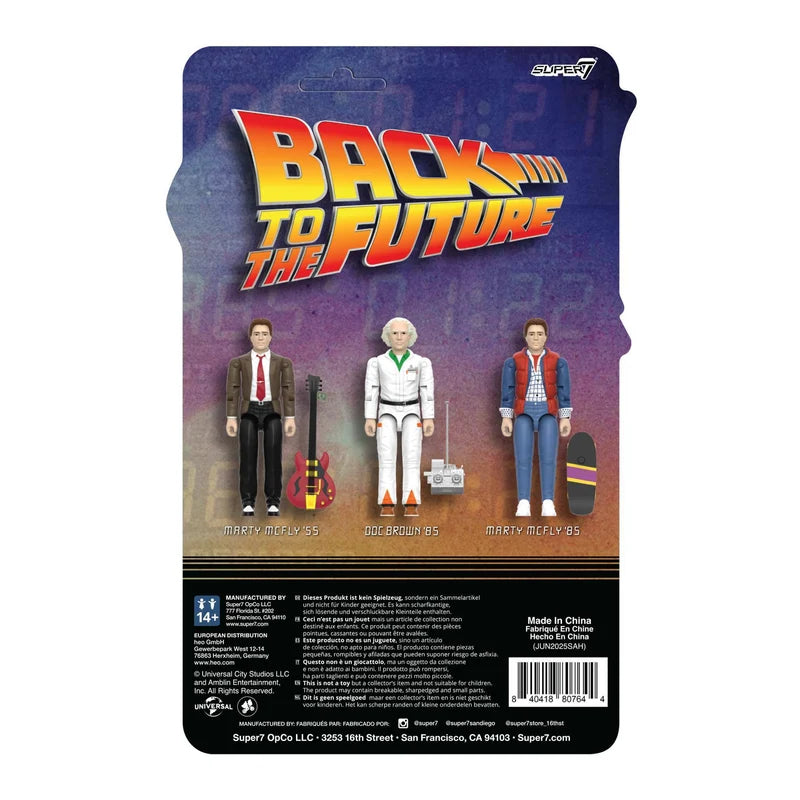 Back of Marty McFly '85 Back to the Future ReAction+ Wave 01 packaging