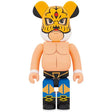 Medicom Toy Bearbrick 1000% Tiger Mask Pro Wrestler First Generation figure with tiger mask, nude chest, and blue wrestling tights.
