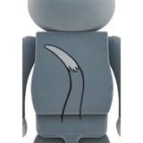 Back view of Medicom Toy Bearbrick 1000% Tom Flocky Edition showing Tom’s white-tipped tail and flocked finish.