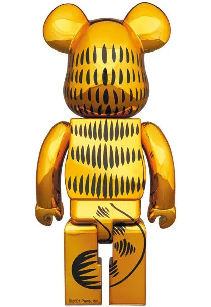 Garfield (Gold Chrome) 400% and 100% Bearbrick set by Medicom Toys