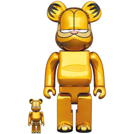 Garfield (Gold Chrome) 400% and 100% Bearbrick set by Medicom Toys