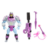 Megatron Armor Skeletor figure with accessories laid out, including cannon, sword, and mace.