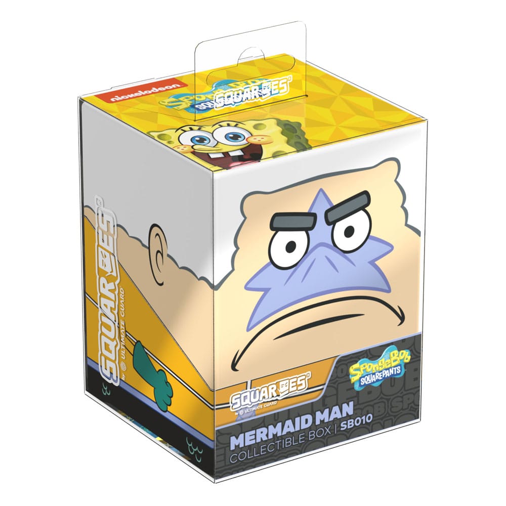 Retail packaging of Mermaid Man Squaroes collectible box, front side