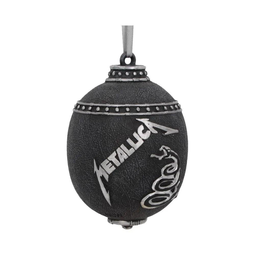Front view of the Metallica Black Album Christmas ornament