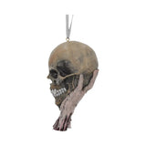 Rear angled view of the Metallica skull Christmas ornament