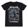 Black Metallica t-shirt with thunderous bell artwork and lightning-filled design.