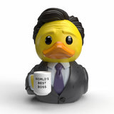 Front close-up of Michael Scott Mini TUBBZ with World's Best Boss mug