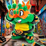 Michelangelo Grape Brain vinyl figure posed in colorful graffiti alley background