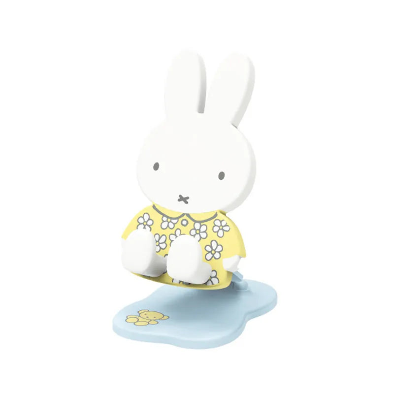 Yellow floral Miffy Folding Phone Stand collectible with adjustable base and desk display design