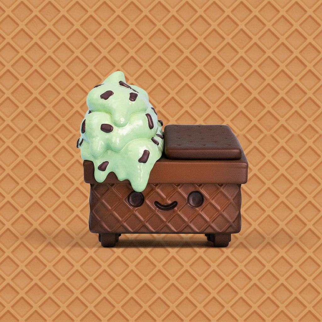 Mint Chip Dumpster Fire Hero Banner with Waffle Background