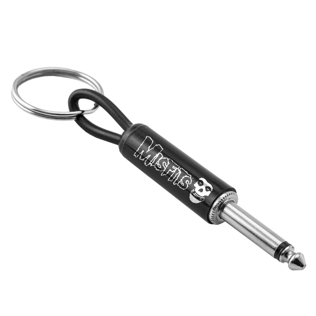 Misfits logo guitar plug keychain black metal design
