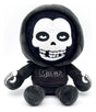 Front view of the official Youtooz Misfits Plush Figure with black hood, embroidered Misfits logo, and iconic Fiend skull face.