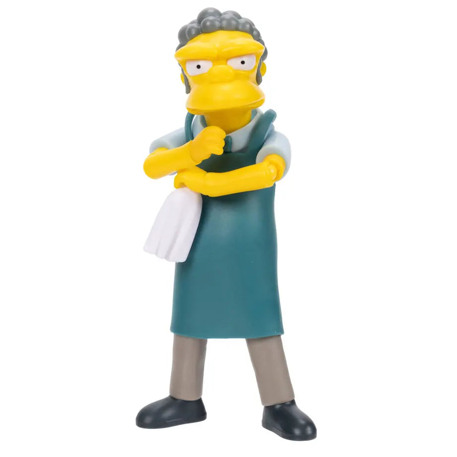 Moe Szyslak Simpsons figure posed with bartender towel accessory