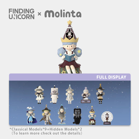 Molinta Chasing Light Series Blind Box full collection display featuring fantasy-inspired designer figures and hidden editions