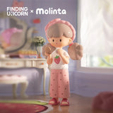 Molinta strawberry-themed figure enjoying a peaceful morning indoors