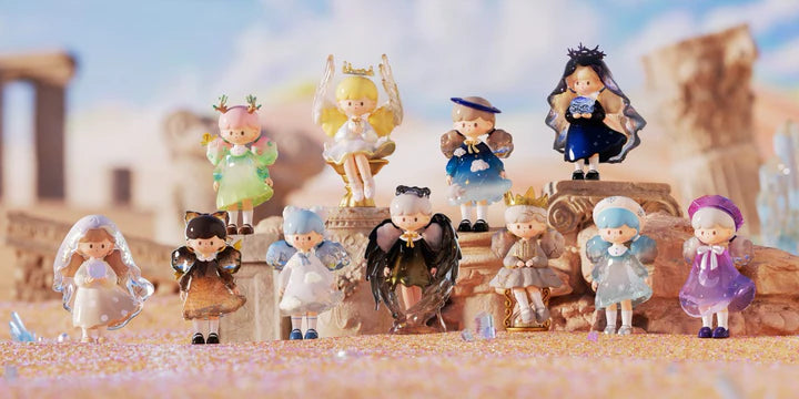 Molinta Natural Series Blind Box full collection display featuring fantasy-inspired crystal and nature-themed designer figures