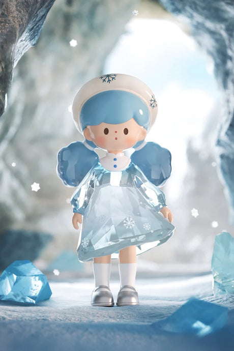 Molinta Natural Series snow crystal figure with translucent blue dress standing among icy crystals
