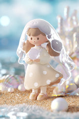 Molinta Natural Series pearl-inspired figure holding a pearl beneath a shimmering translucent veil