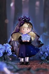 Molinta Natural Series dark crystal rose figure holding glowing blue roses beneath a mystical veil