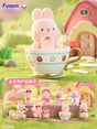 Display of all Momo Bunny Strawberry Town blind box figures.