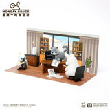 Monday Bruce Escape the Office Series office diorama display with multiple figures and furniture
