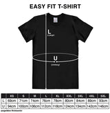 Size chart for Masters of the Universe He-Man T-shirt showing length and chest measurements from XS to 5XL