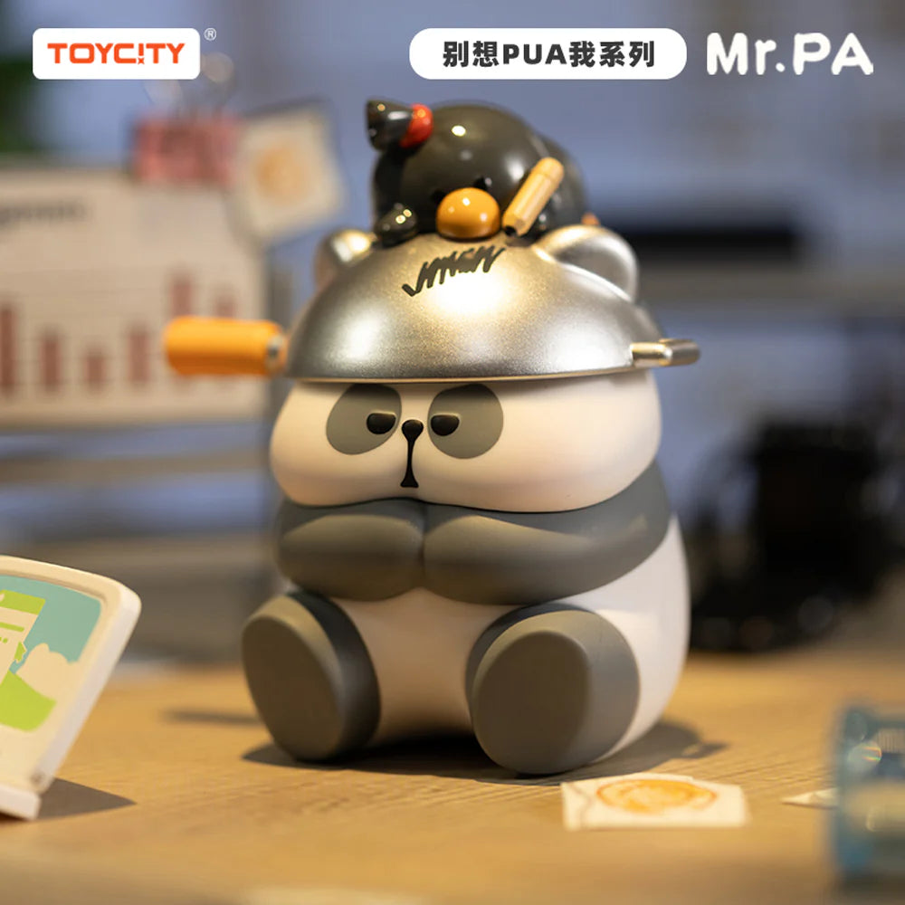 Mr. Pa vinyl figure wearing a pot on its head with a small bird on top from the Don’t Try To PUA Me Blindbox collection