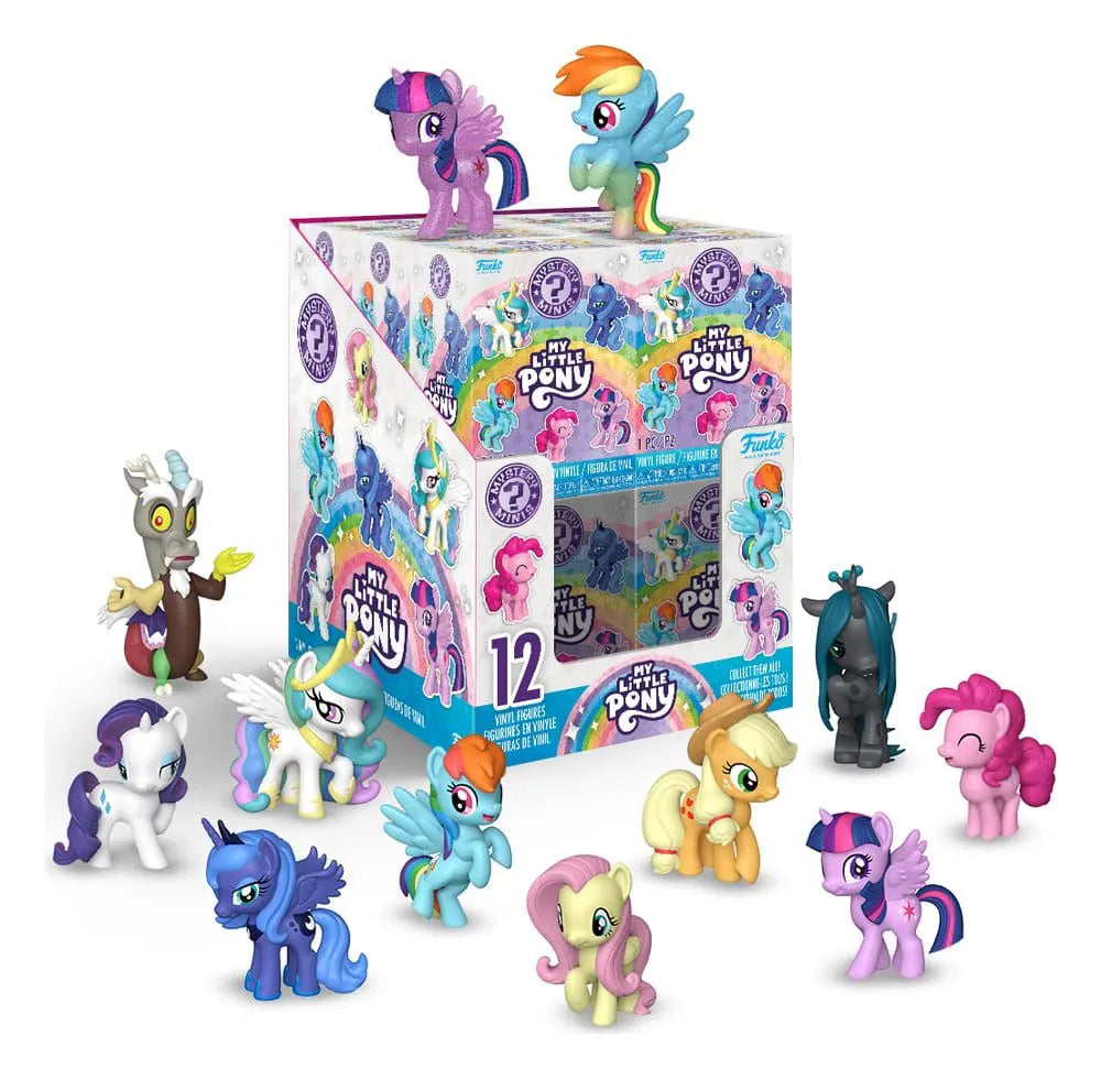 My Little Pony Mystery Minis display box with multiple mini figures
