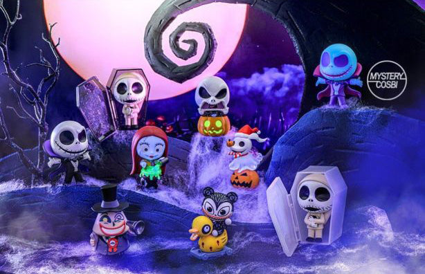 Nightmare Before Christmas Cosbi Blind Box full collection featuring stylized mini figures from the Disney classic