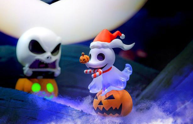 Zero ghost dog Cosbi figure on pumpkin from Nightmare Before Christmas Cosbi Blind Box