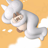 Nobeko Azukisan sleeping peacefully while hugging a plush toy cloud figure