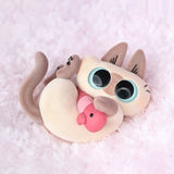 Heartwarming Azukisan Series 3 figure curled up holding pink fish plush