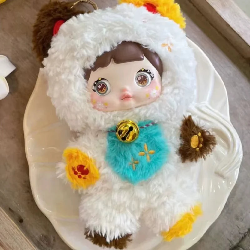 Lucky Cat Xixi hidden edition plush keychain with detailed white and gold costume.
