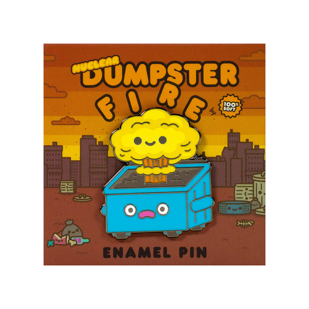 dumpster fire nuclear enamel pin mushroom cloud cute explosion design 100% soft