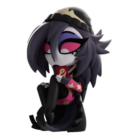 Front angle of Octavia Youtooz Vinyl Figure sitting with long hair and black beanie