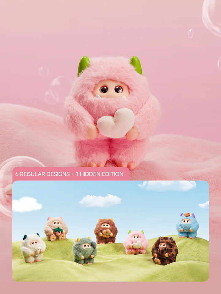 OHKU Giggle Monster Marshmallow Dreams pink plush vinyl character holding a heart