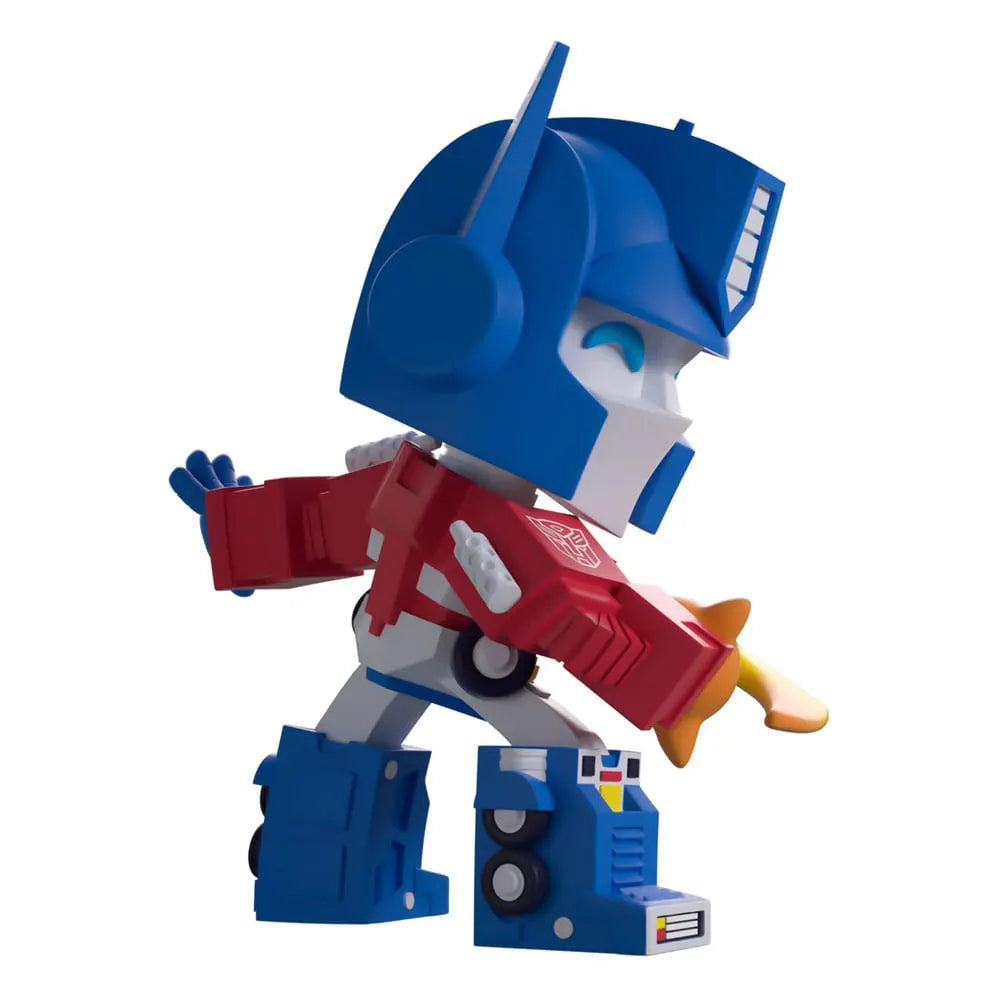 Side view of Optimus Prime Youtooz figure in action pose