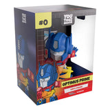 Front of Optimus Prime vinyl figure in packaging by Youtooz