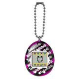 Japanese Ribbon Tamagotchi with chain, black and pink shell design.