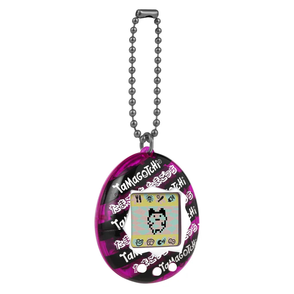 Japanese Ribbon Tamagotchi close-up with pixel pet character.