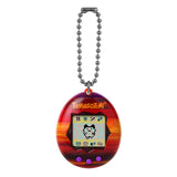 Tamagotchi Sunset edition with chain, gradient orange-red-purple design.