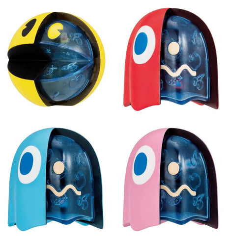 Pac-Man Inside Fantasy Series Blind Box collection featuring Pac-Man, Blinky, Inky and Pinky figures.