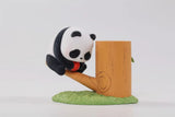 Panda holding a red fruit on a branch in the Fruit Tree Climbing series
